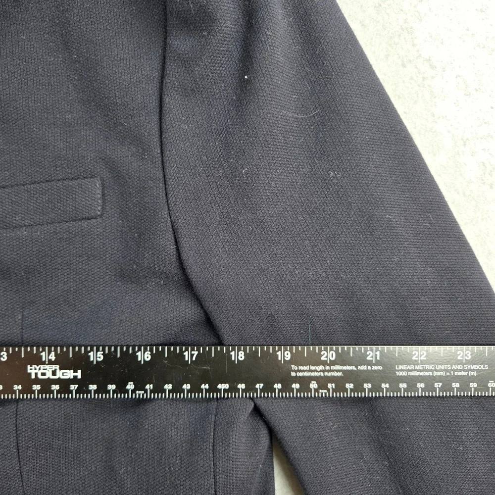 Zara Essentials Blazer Mens L Navy Blue Textured Knit Two-Button Slim Sport Coat